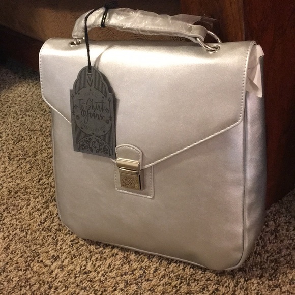 Handbags - Silver Metallic Backpack Purse